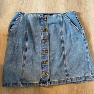 Mini button up denim skirt